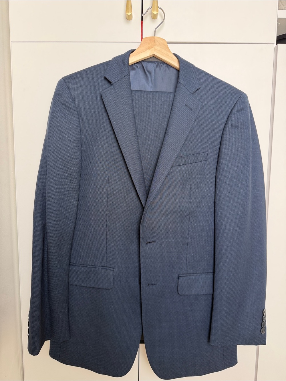 Calvin Klein Men's Slate Blue Two-Button Suit Jacket